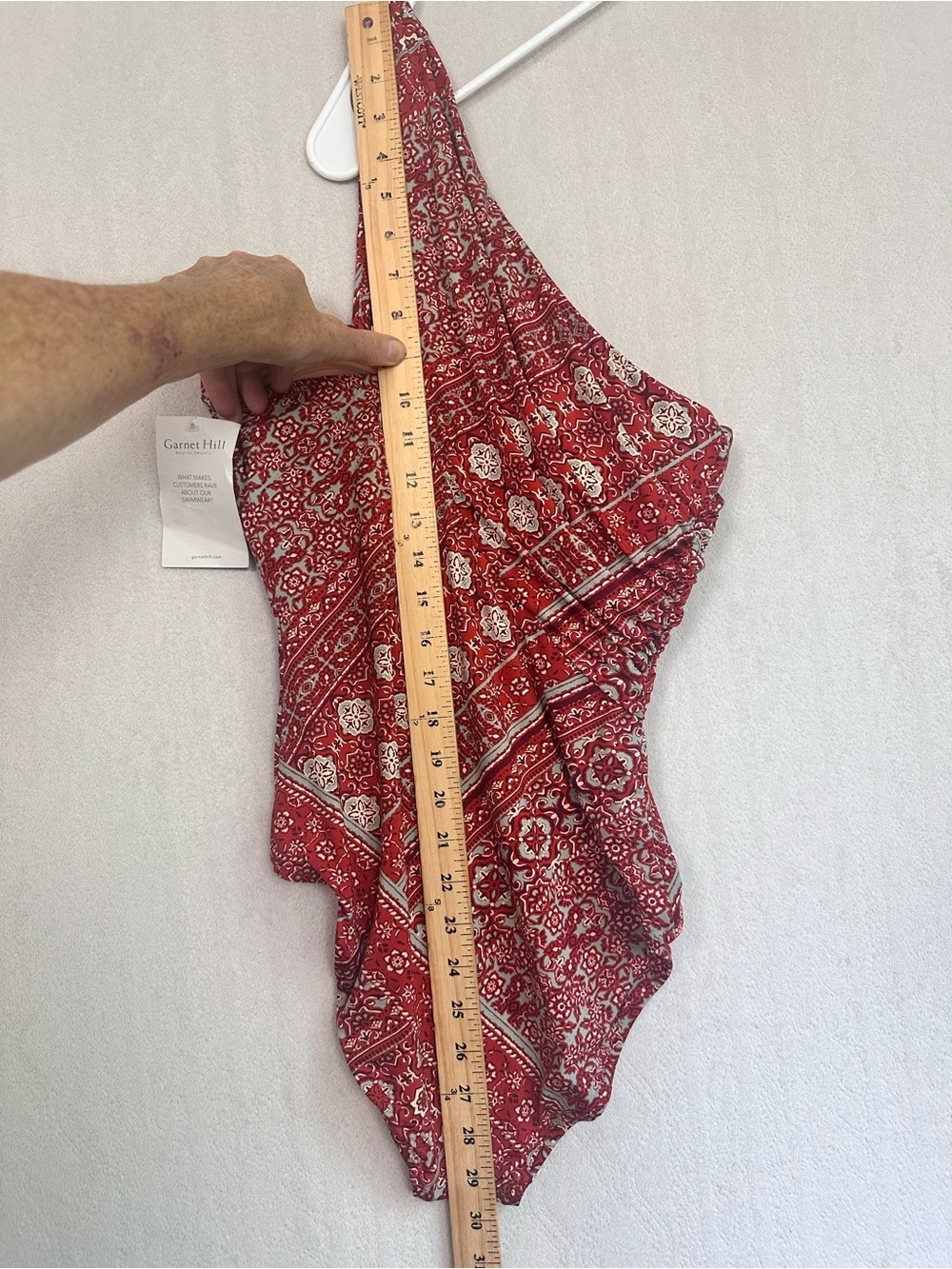NWT Garnet Hill Red Paisley One-Shoulder Swimsuit Sz 4 - Picture 8 of 16
